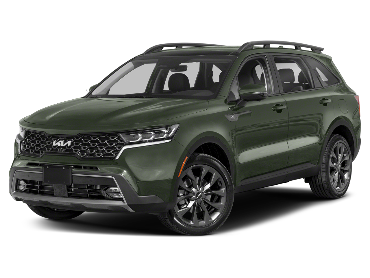 2022 Kia Sorento X-Line SX Prestige in Aruba Green — front three-quarter view