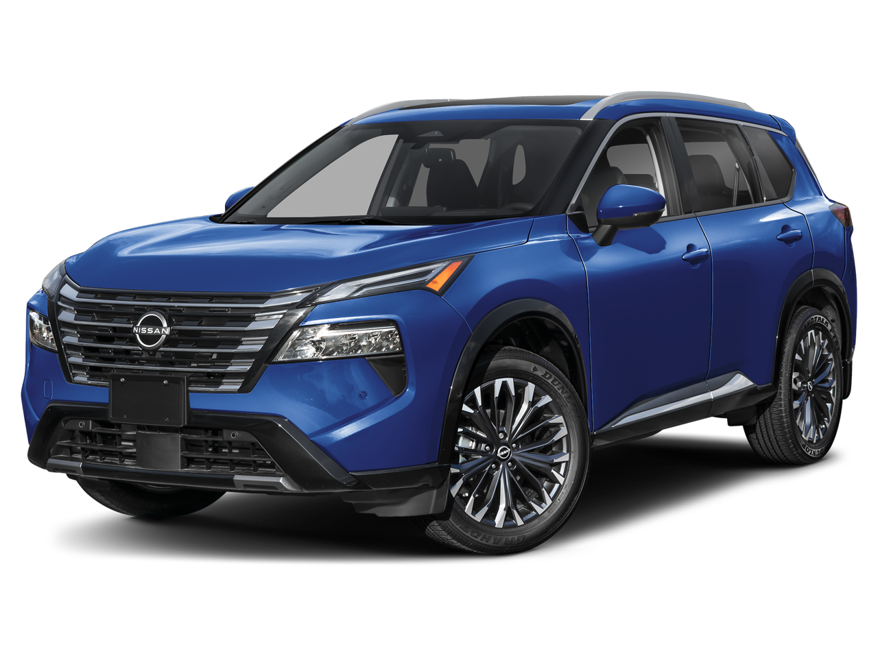 2025 Nissan Rogue Platinum in Deep Ocean Blue Pearl — front three-quarter view