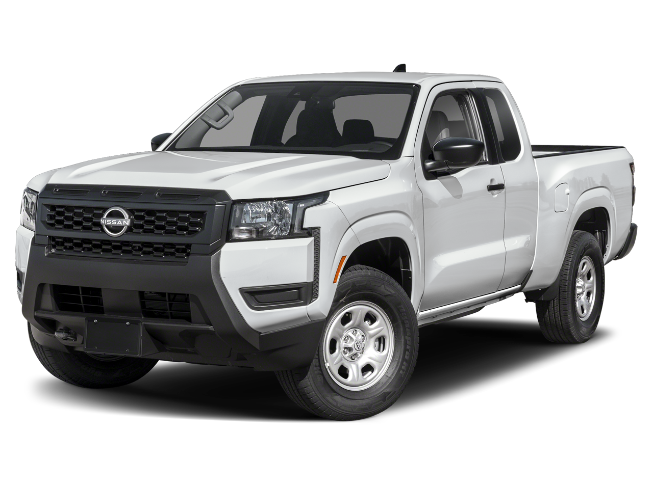 2026 Nissan Frontier S in Glacier White — front three-quarter view