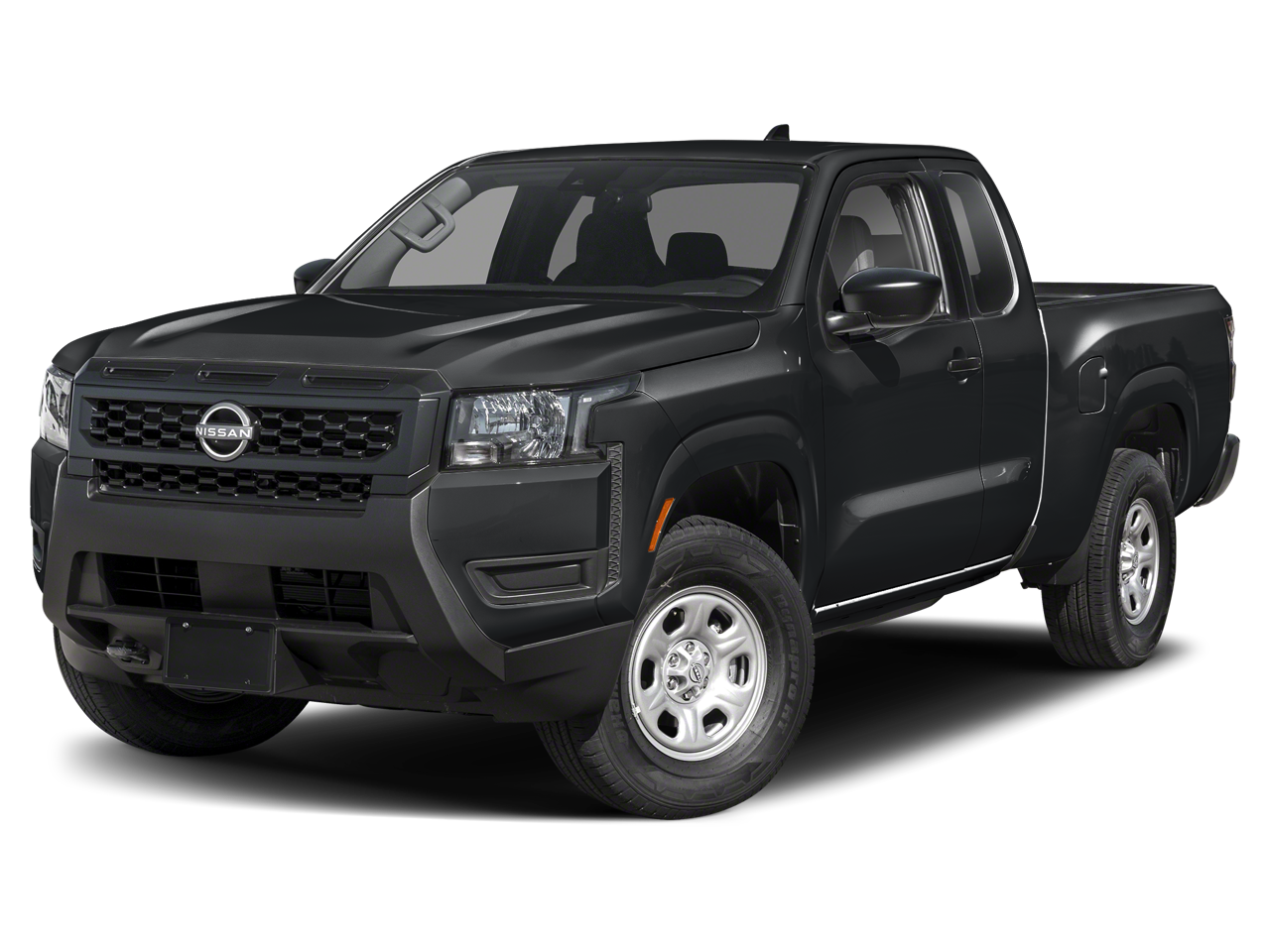 2026 Nissan Frontier S in Super Black — front three-quarter view