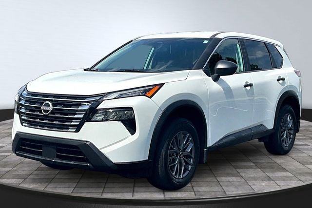 2025 Nissan Rogue S in Glacier White — front three-quarter view